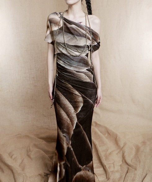 Feather Print Mermaid Dress